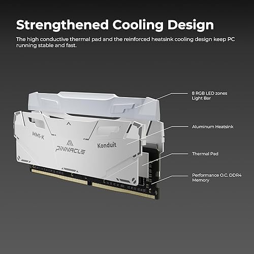 Miniatura 3 de Timetec Pinnacle Konduit RGB 16GB DDR4 3600MHz PC4-28800 CL18-22-22-42 XMP2.0 Overclocking 1.35V Dual Rank Compatible con AMD e Intel Desktop Gaming