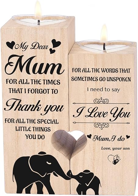Double Sided Printing Wooden Candle Holders personalised mum gift Anniversary Birthday Candle Decoration Gift mum birthday gift mum gift from son