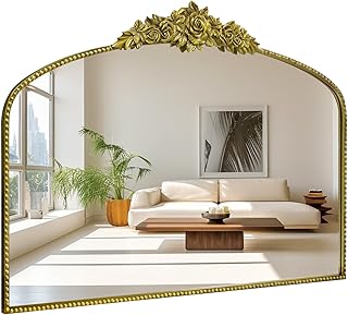 Antique Gold Arched Wall Mirror, 48