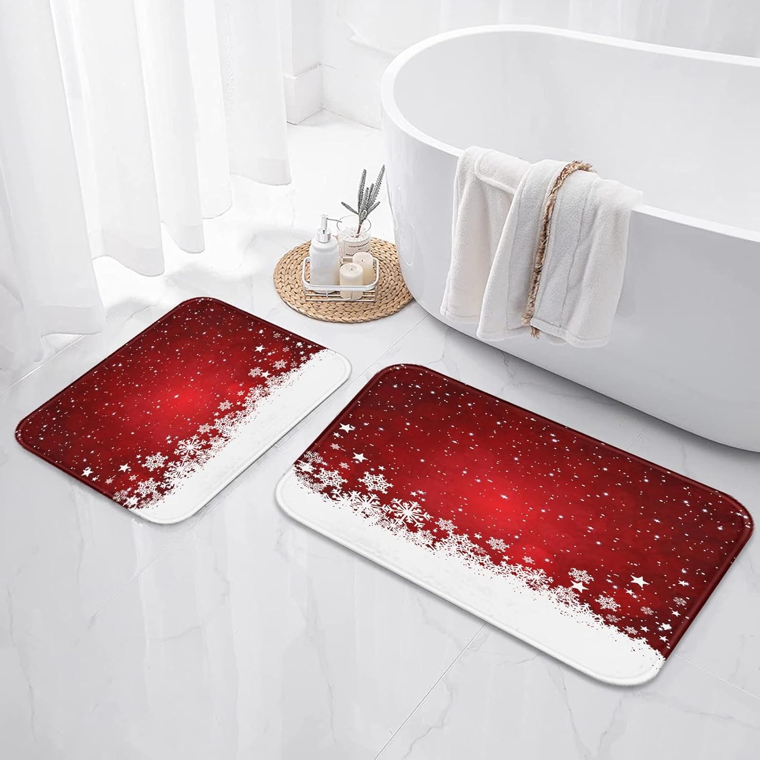 ArtSocket Christmas Bathroom Rugs and Mats Sets 2 Piece