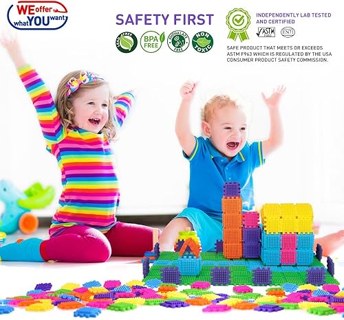 Miniatura 3 de WEofferwhatYOUwant Bloques de construcción educativos STEM entrelazados de 150 piezas. Construye accesorios de juguete, cubos, formas y más para