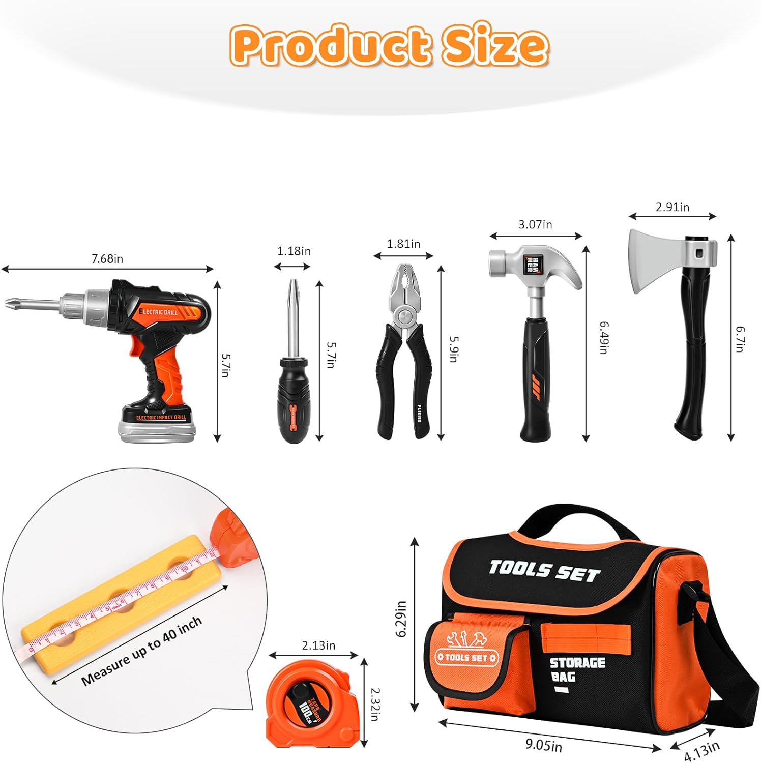 Kids Tool Sets with Portable Bag, Toddler Tool Set with Electric Drill Toy, Boy Toys Age 4, Construction Toys Tool Sets for Kid, Kids Tool Kit, Pretend Play Toys for 3 Year Old Boys Gift - Image 4