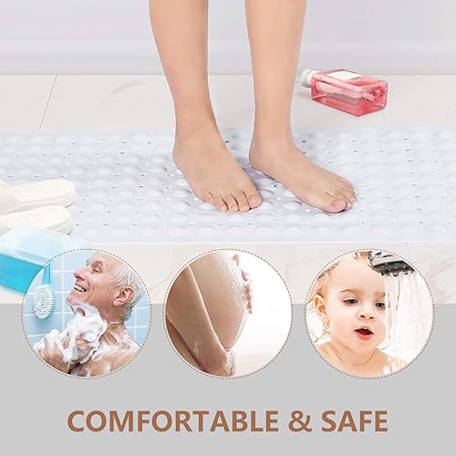 Miniatura 5 de Sheepping Alfombra de baño para bebé antideslizante extra larga para niños, de 40 x 16pulgadas, alfombrilla de baño ecológica con 200ventosas