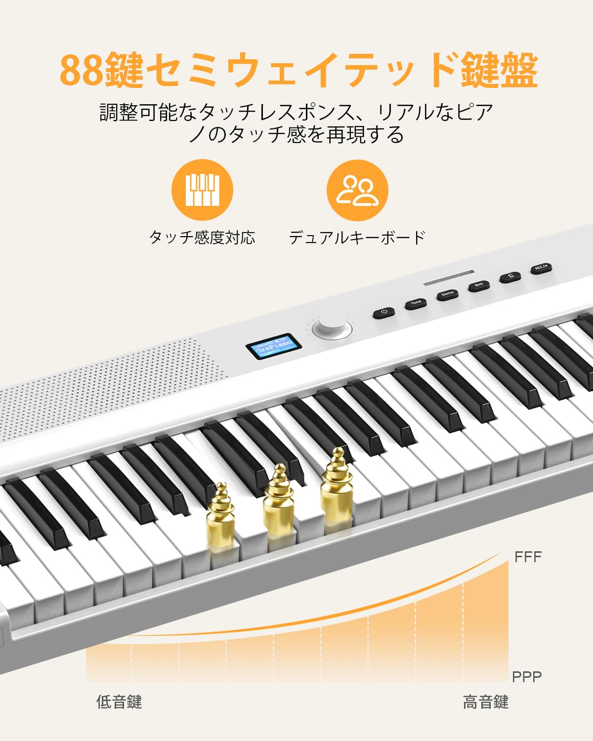 Amazon | 【音源＆外観 強化】OYAYO 電子ピアノ 88鍵盤折りたたみ式