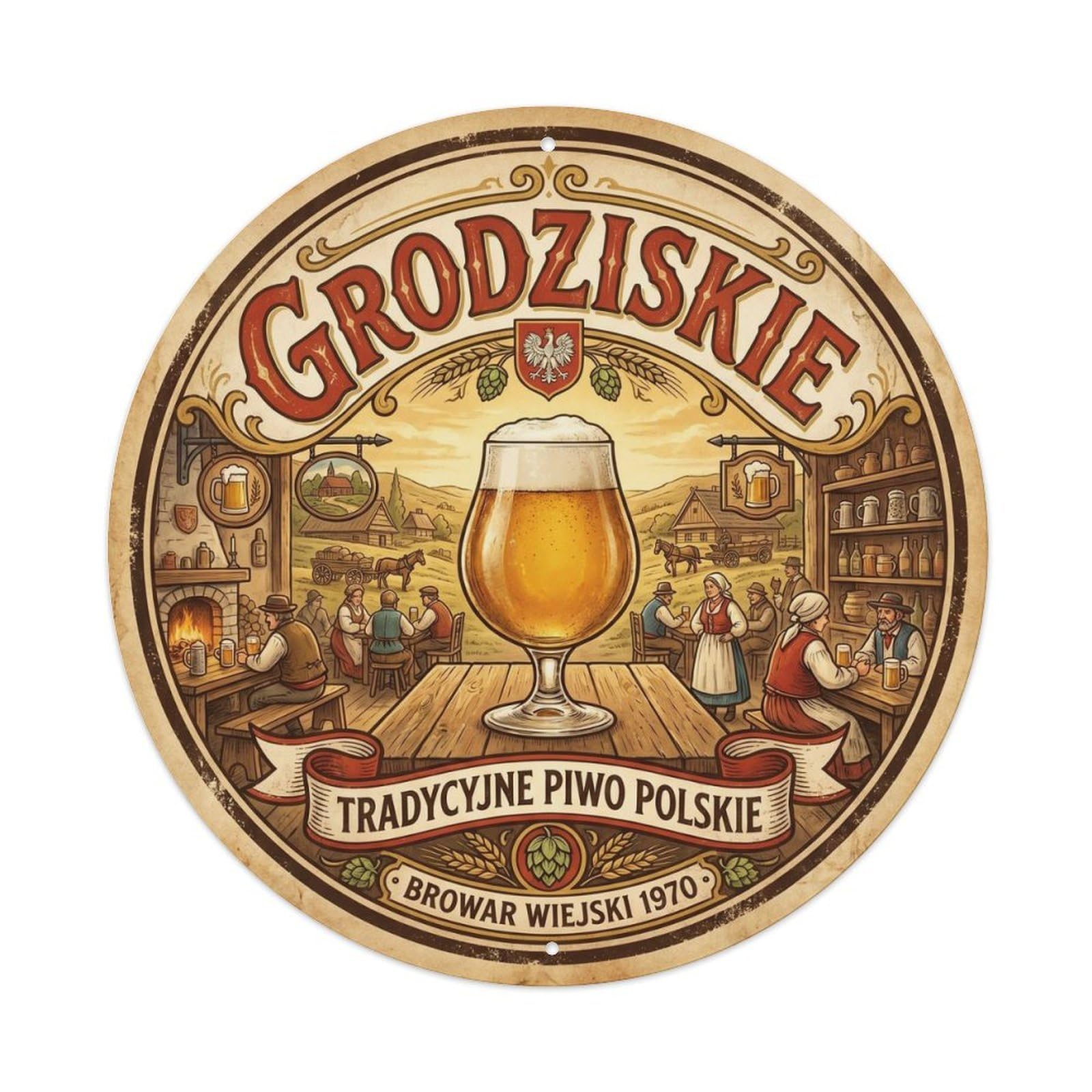 Heritage Polish Smoked Wheat Beer Hops Malt Pub Culture Metal Tin Sign
