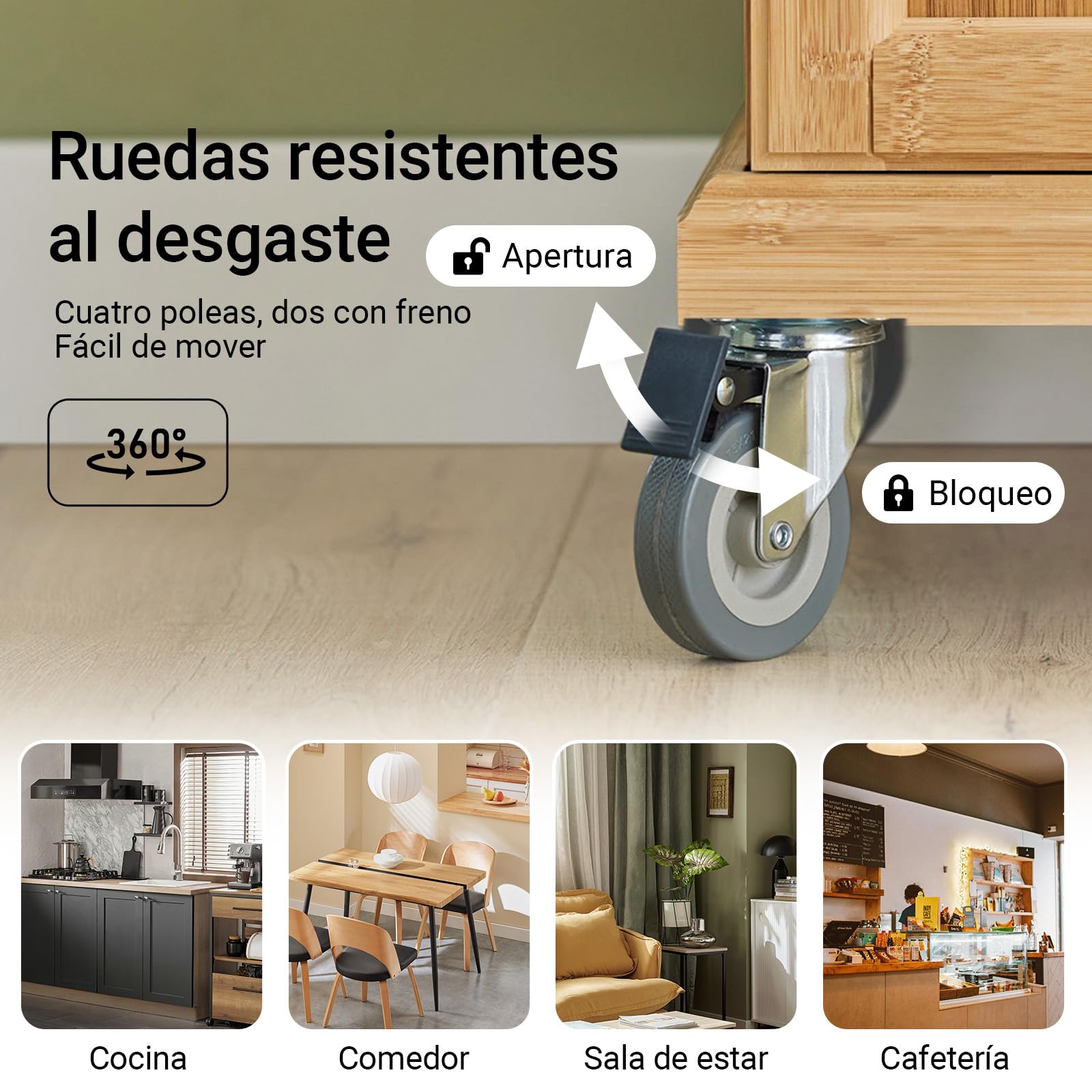 SoBuy Carrito de Cocina con Ruedas, 66x92x46 cm, Espacios pequeños | Mesa Auxiliar con encimera inox robusta, estante regulable y ruedas flexibles, MDF/PB, para cocina y exterior, FKW13-N