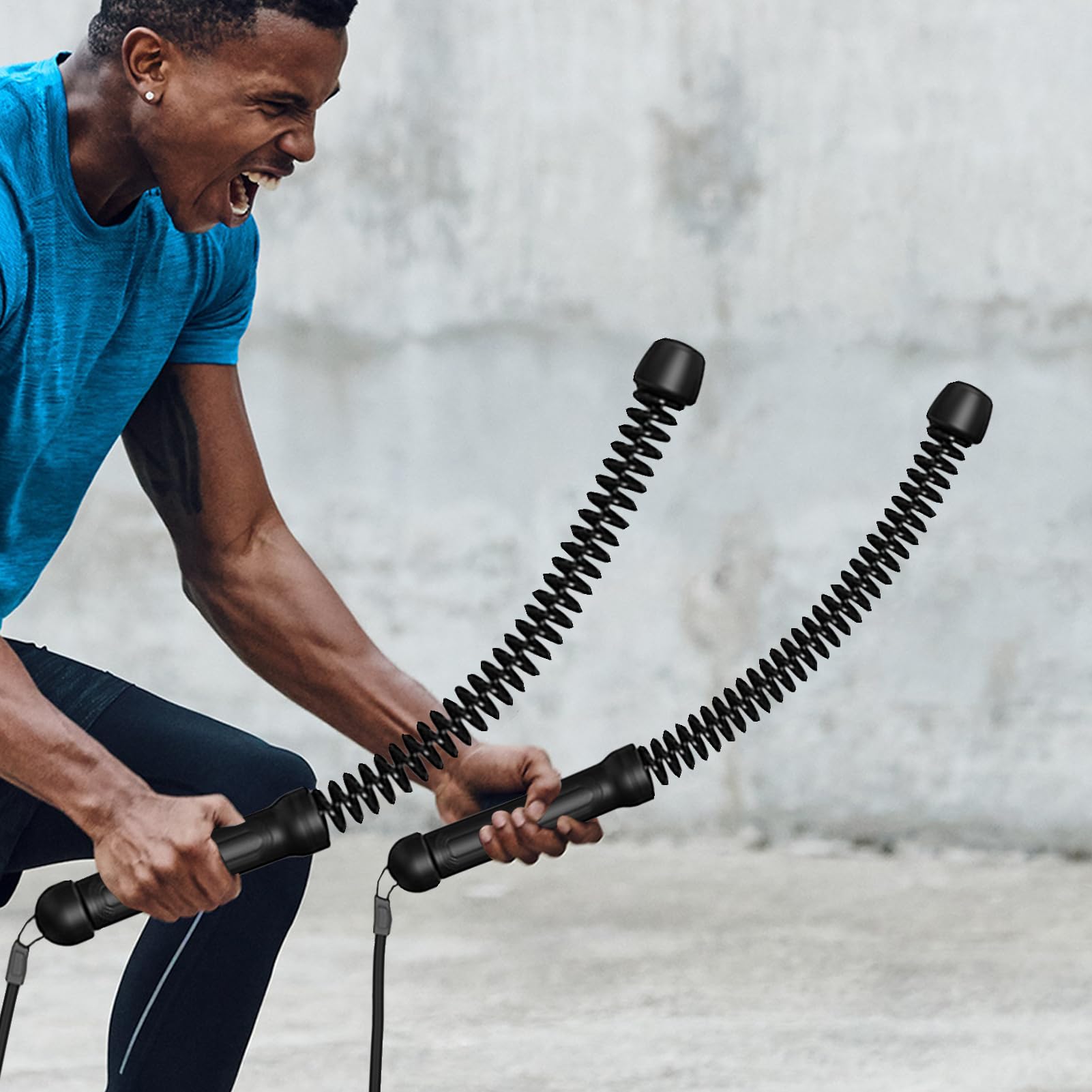 Comba de saltar para fitness, con resistencia de resorte, para entrenamiento de fuerza, construcción muscular, juego compacto y portátil para principiantes en casa, entrenamiento al aire libre