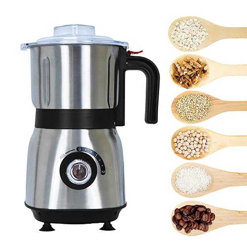 Electric Spice and Nut Grinders - 3 Stainless Steel Blades, 1 Filter, 1 Brush - 500W Grinder for Kitchen Dry Use (Black)