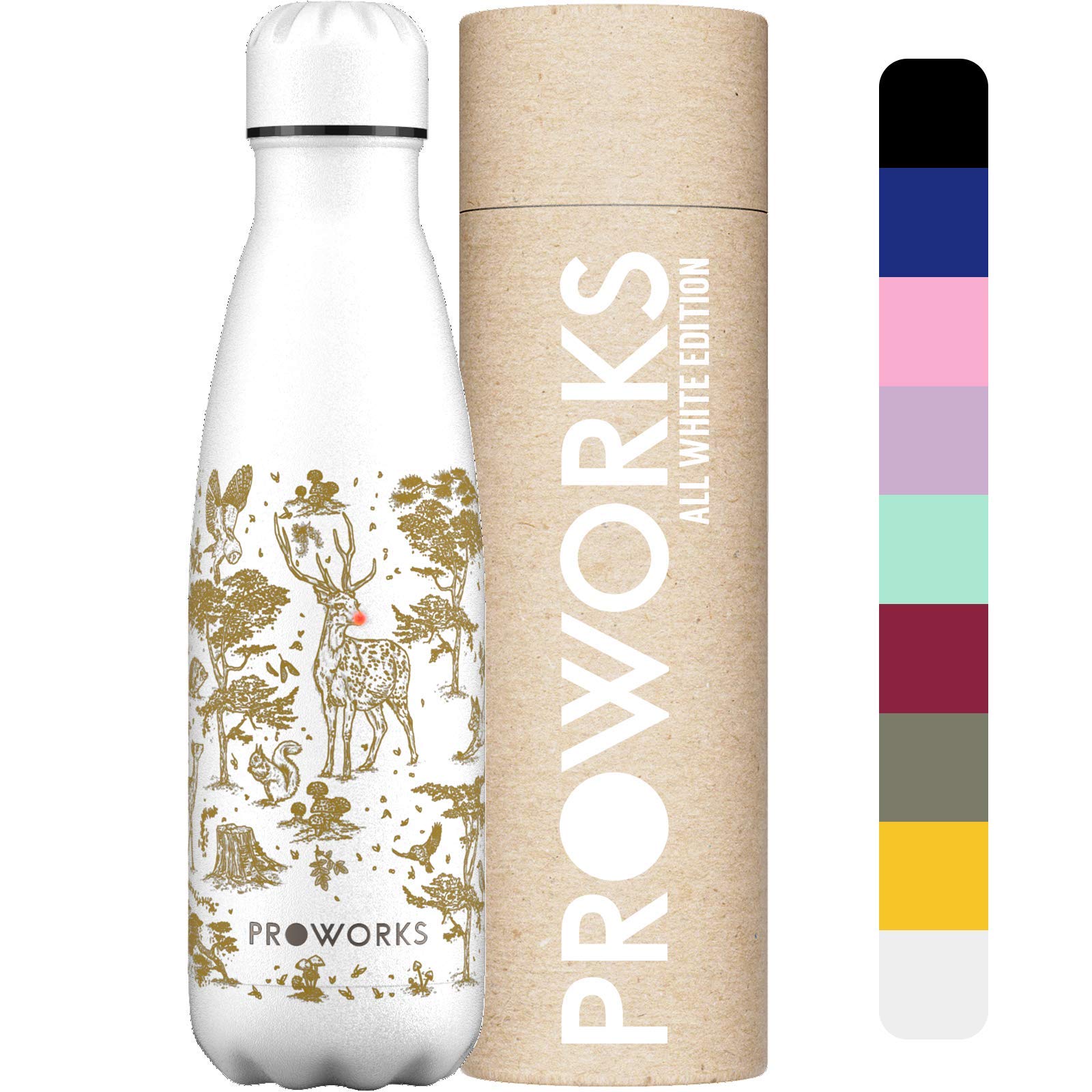 PROWORKS Insulated Water Bottle, BPA Free, Reusable Stainless Steel Water Bottle for 12 Hours Hot & Cold Hold Up to 24 Hours, for Sport, Gym, Travel - 500ml - Pink Daisy — view 22