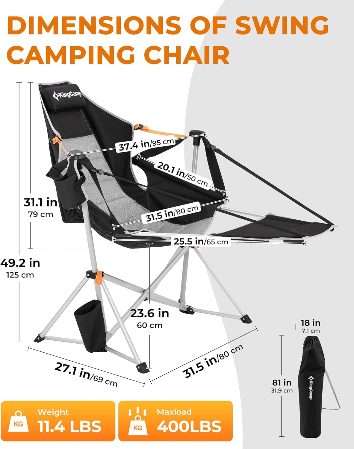 KingCamp Hammock Chair with Footrest Heavy Duty 400lbs thumbnail 3
