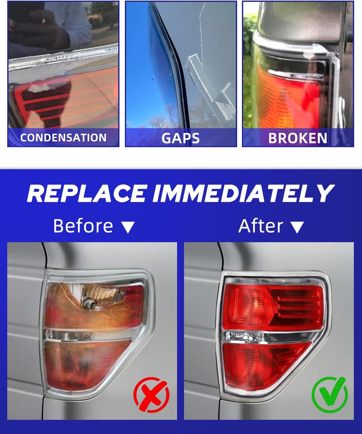 AUTOONE F150 Tail Light Assembly Rear Lamps Replacement for 2009 2010 2011 2012 2013 2014 Ford F-150, Driver & Passenger Side