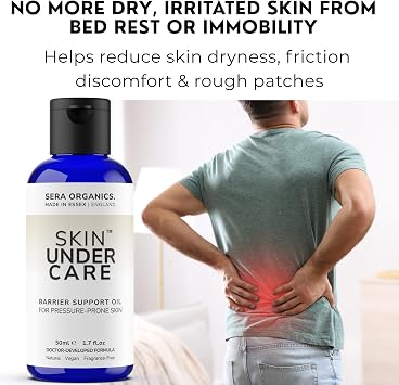 Bed Sore, Pressure Sore Barrier Oil for Sore Bottom, Elderly Skin 50ml | Soothing non-greasy barrier oil for bedridden, elderly, incontinence-prone skin. Comfort for diabetic-prone areas