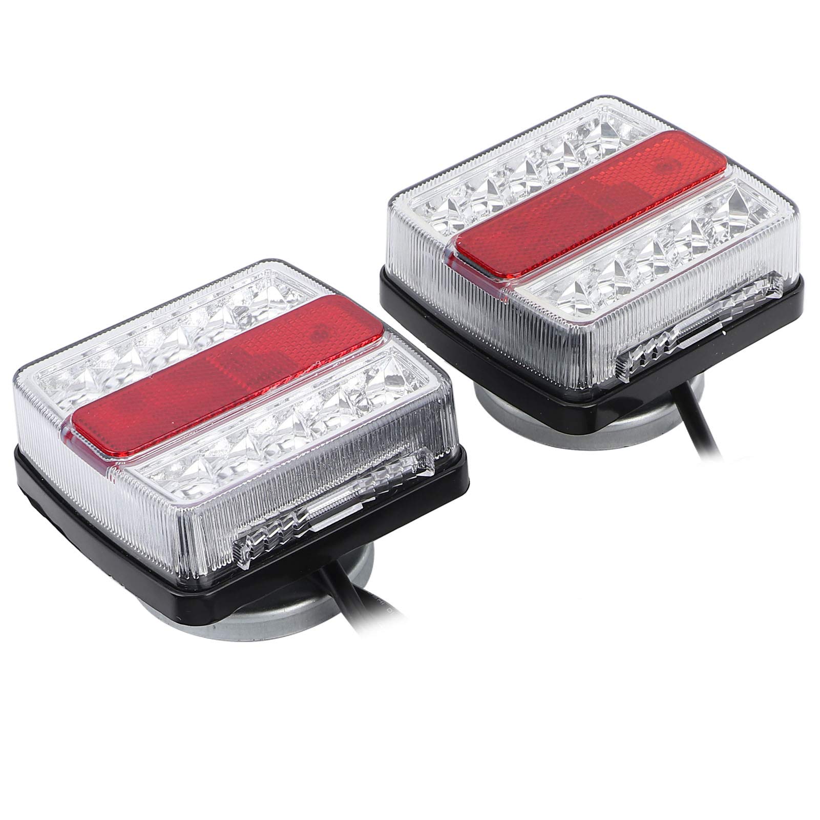 lyrlody Magnetyczne światła Holownicze do Przyczep, 16-diody LED Tylne | Metalowa Obudowa, 12V, Wtyczka 7-pinowa, Pozycja Tylna, Kierunek, Hamulec, Odblask, światło Tablicy Rejestracyjnej, do