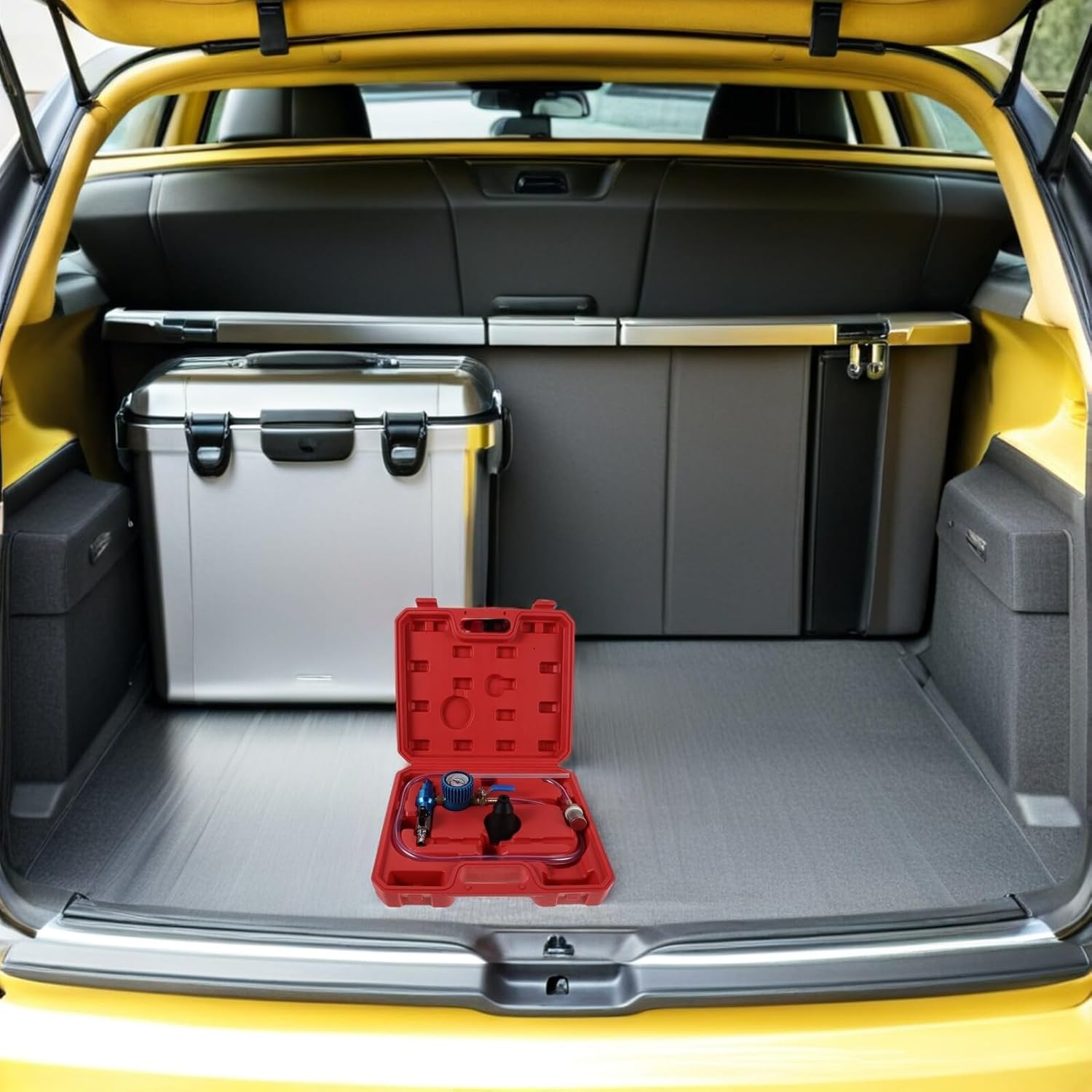 Car Radiator Coolant Refill Tool Kit with Spill Proof Vacuum Design, Universal Automotive Cooling Fluid Filling and Bleeding Set for Car Repair and Maintenance