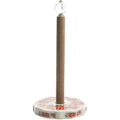 The Pioneer Woman Vintage Floral Paper Towel Holder with Acrylic Knob