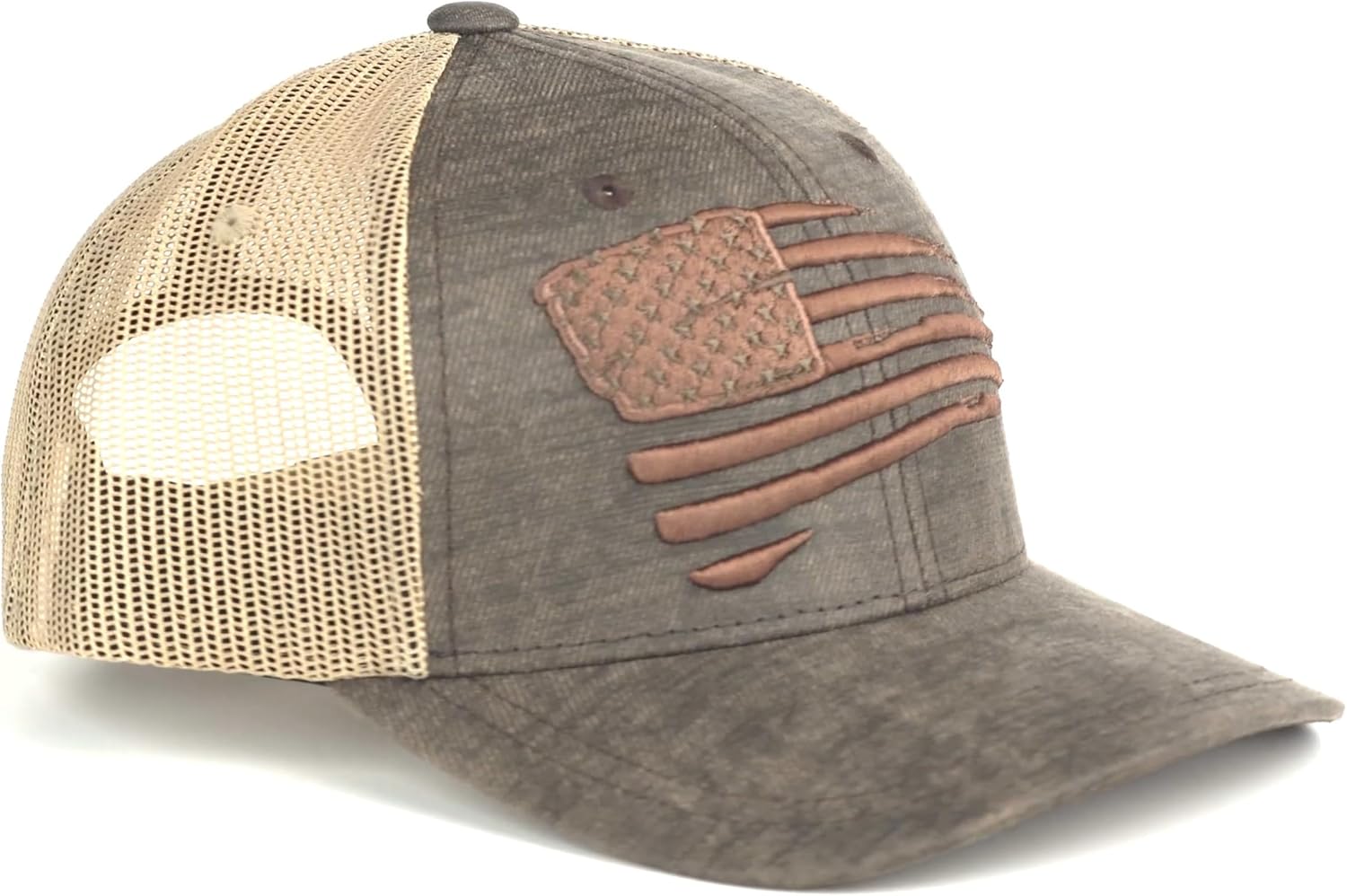 Ariat Youth Semi Curved Bill Cap with Distressed Flag, Brown - Image 2