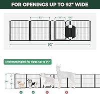 Vista 95 de FXW Puerta para perros extra ancha diseñada para uso en interiores, ancho ajustable de hasta 165 pulgadas de ancho
