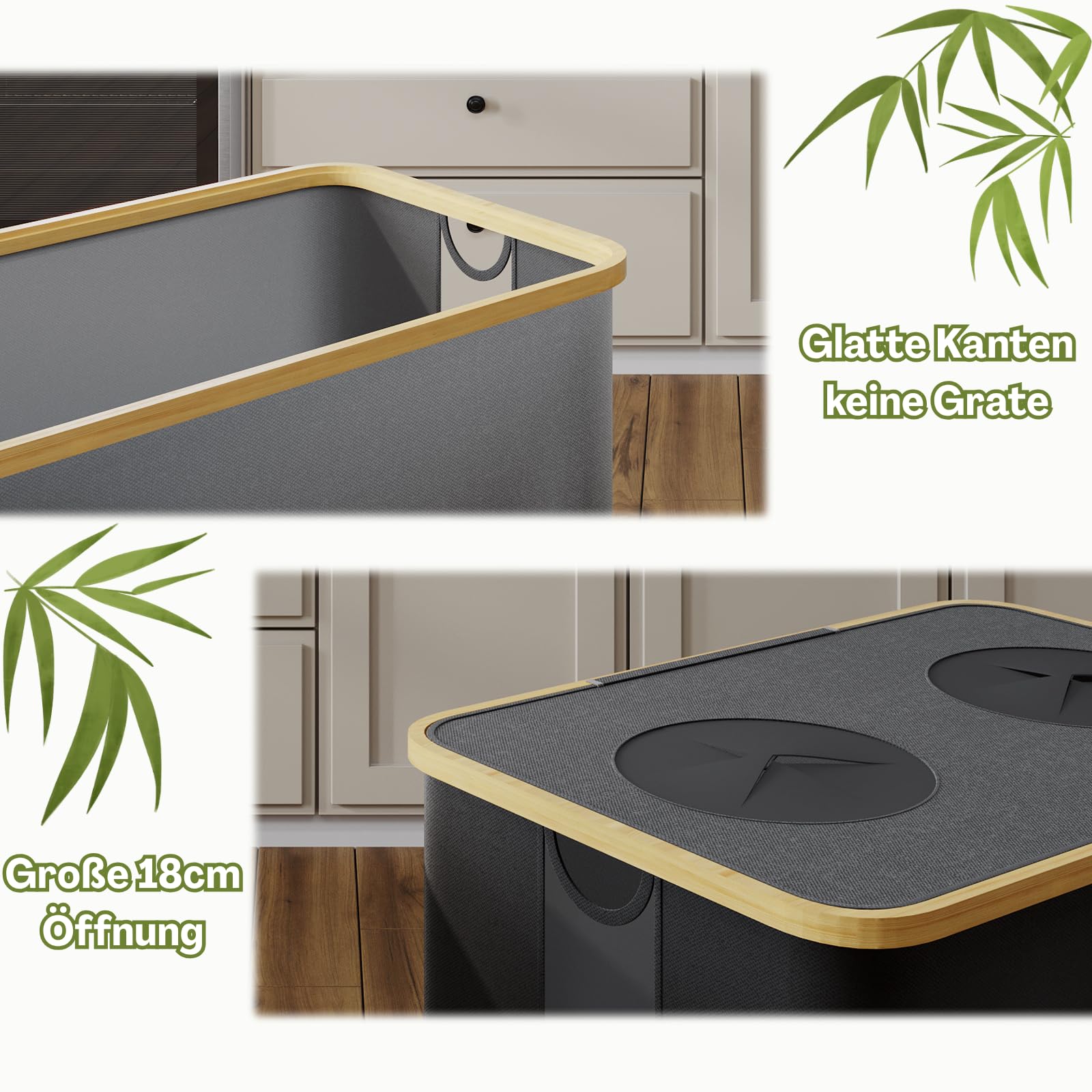 RMAN Cubo de Basura 160 L Reciclaje con Ruedas Grande, Negro | Con Tapa, 2 Compartimentos, Para Recoger Botellas Vacías, 18cm de Diámetro para Cocina, Comedor, Oficina