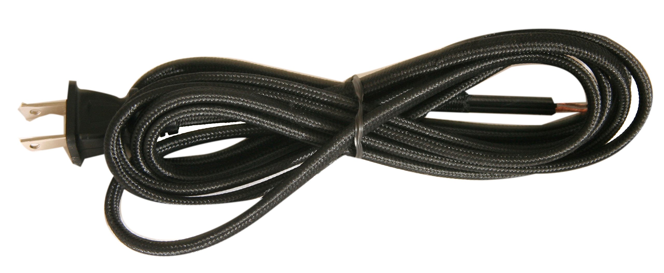 Royal Designs Rayon Lamp Cord with Molded Plug, Black, 8 feet, SPT-1 (CO-5001-BLK-8-1)