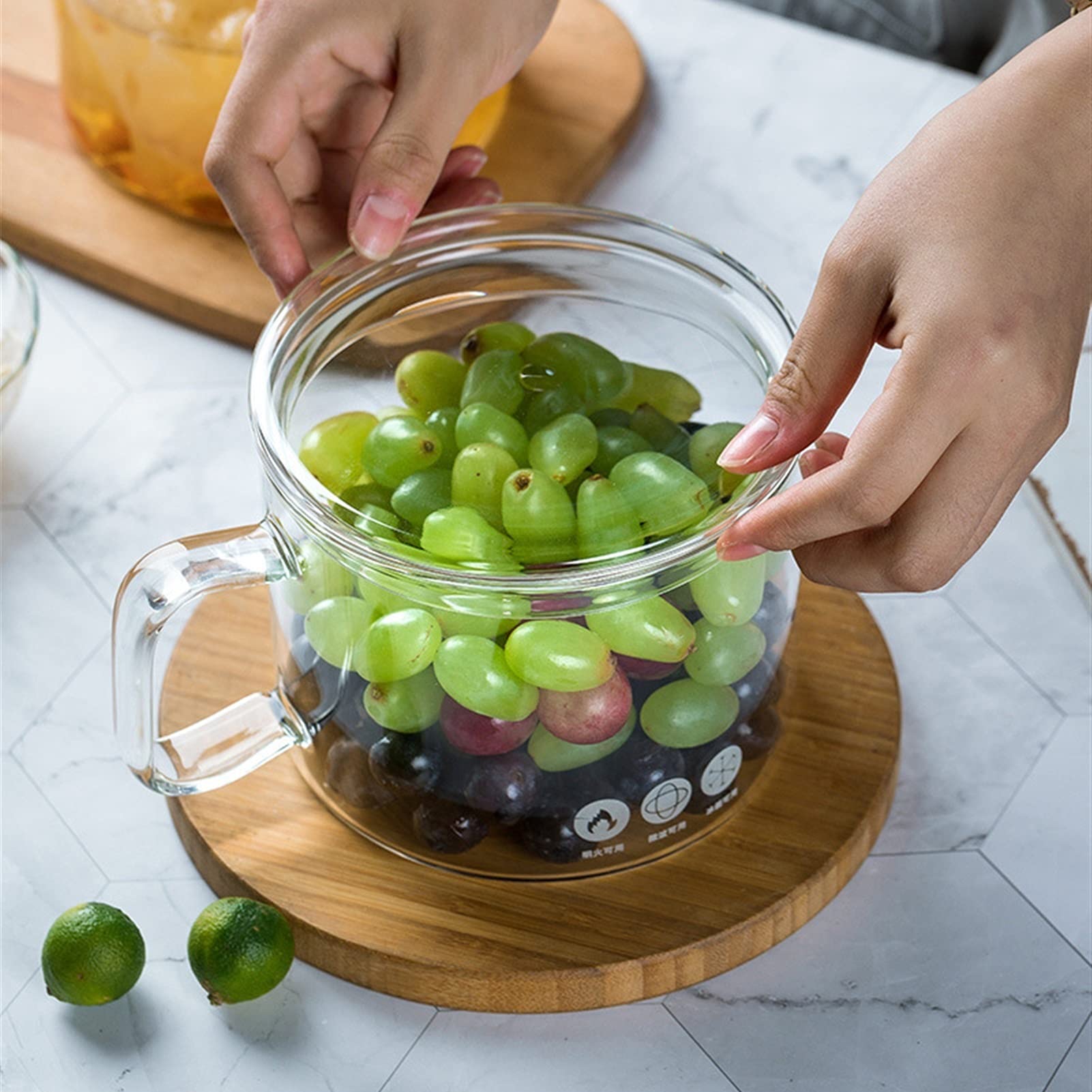 Glasschüssel Glasschalen Große Kapazität Glas Bubble Noodle Salatschale for Studenten Haushalt Hitzebeständigkeit Setz Glas Dessert Frucht Transparente Schüssel Obstschale Glas ( Color : A )