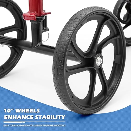 Miniatura 9 de Rodillera compacta todo terreno con ruedas delanteras de 10 pulgadas, altura ajustable, con sistema de freno doble y almacenamiento extraíble para