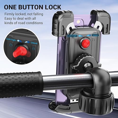 Miniatura 4 de Soporte para teléfono celular de bicicleta, ajustable en 360 grados, montaje rápido, soporte para manillar de bicicleta para iPhone 16, 15, 14 Pro
