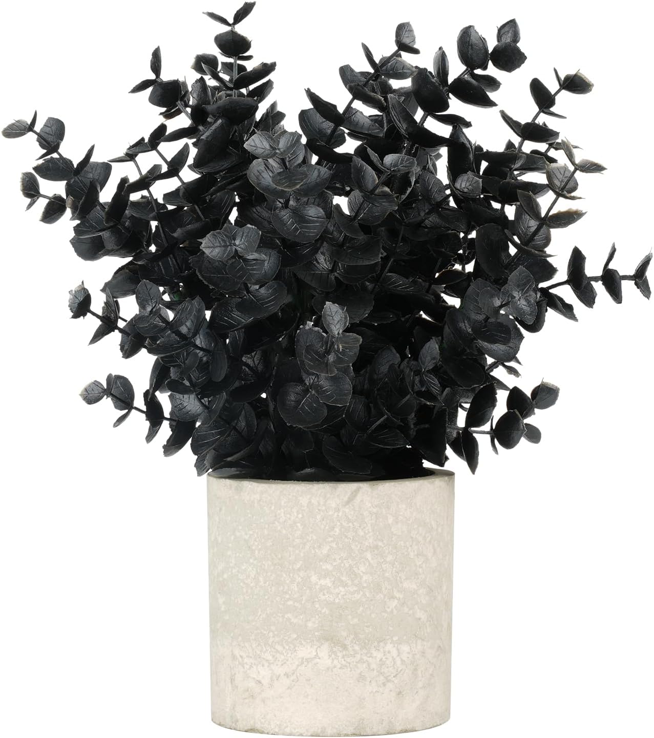 Velener 1 PCS Small Fake Eucalyptus Plant Artificial Potted Plants Indoor for Christmas Decor Indoor Realistic Faux Plant for Office, Bathroom, Living Room, Desk, Shelf, Home Decor (Black)