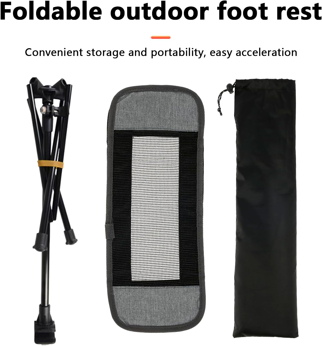 Camping Chair Foot Rest, Foldable Hammock Chair Footrest, Folding Attachable Camp Chair Leg Rest, Outdoor Retractable Camp Footrest for Reclining Swing Chair Moon Chair Beach (Gray)