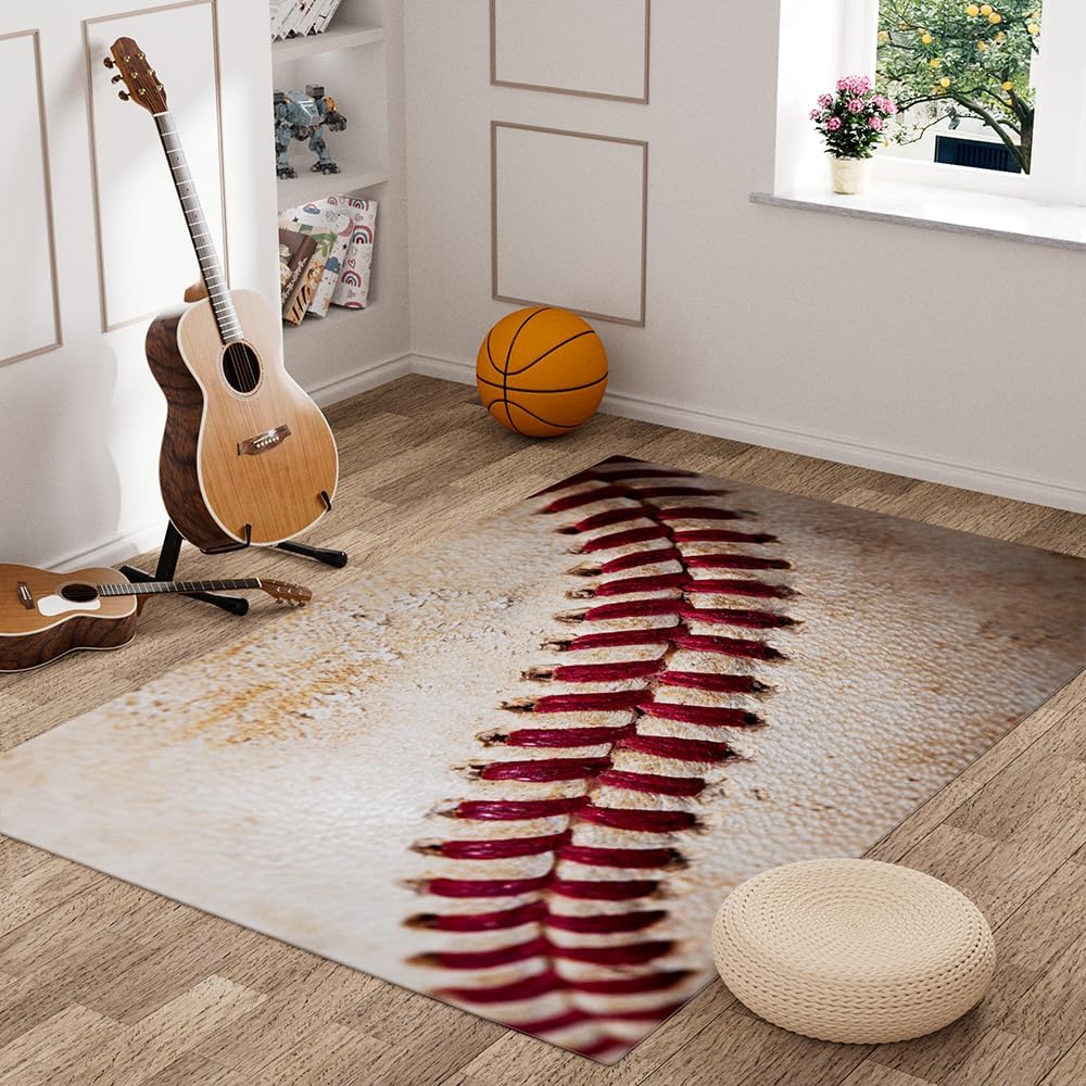 Basketball Court Pattern Area Rug,Modern Flannel Microfiber Non-Slip Floor Mat Carpet for Living Room Bedroom 7' x 5'