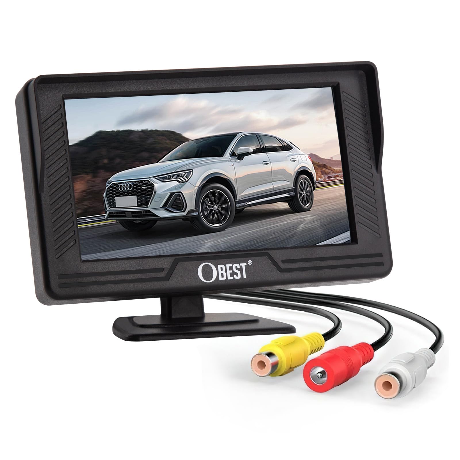 OBEST 4.3 Telecamera Posteriore Monitor Auto Schermo, Monitor per Telecamera Posteriore, V1/V2 due Ingressi Video, Monitor LCD Auto per SUV, Furgone, Automobile, Camion