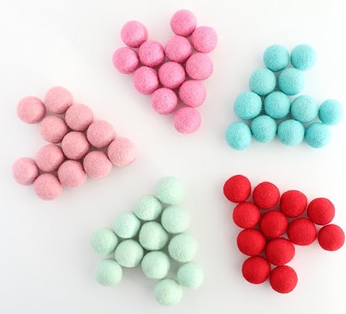 Miniatura 3 de Mini Felt Factory  Felt Ball DIY Christmas Garland Wool 60 Poms 1in Red Pink Turqoise Seasonal Home Decor  10 Feet String Craft Supplies