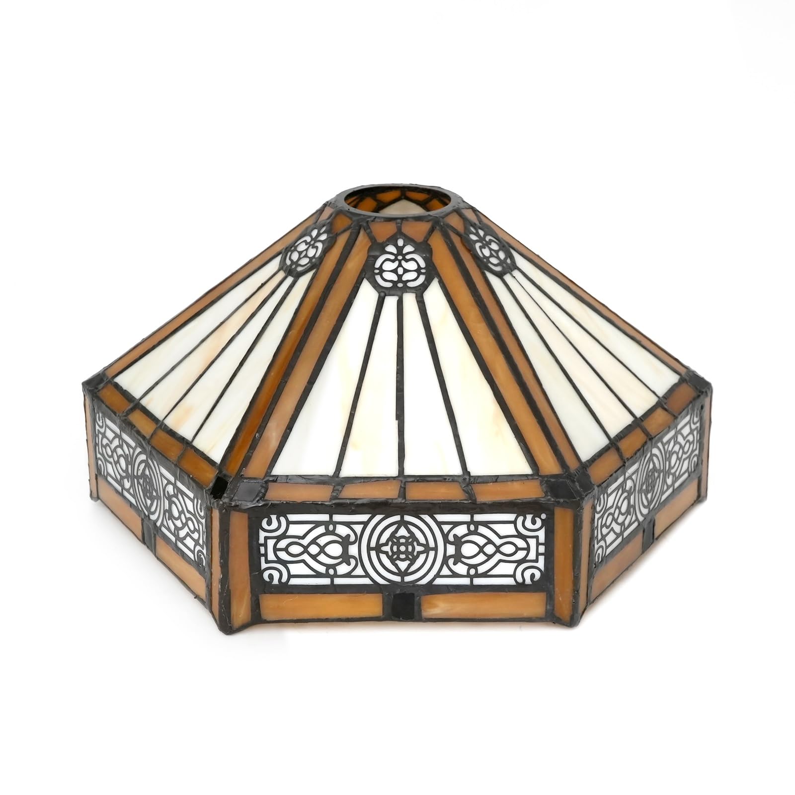 Tiffany Shade Replacement 10" Vintage Hexagonal Stained Glass Lamp Shade Art Decor Large Opening Replacement Lampshades for Table Lamp Chandelier Light Wall lamp Floor Lamps