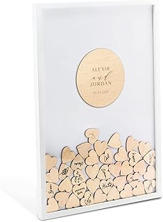 WEDDINGSTAR Personalized Wooden Heart Drop Box Guest Book - Modern Couple
