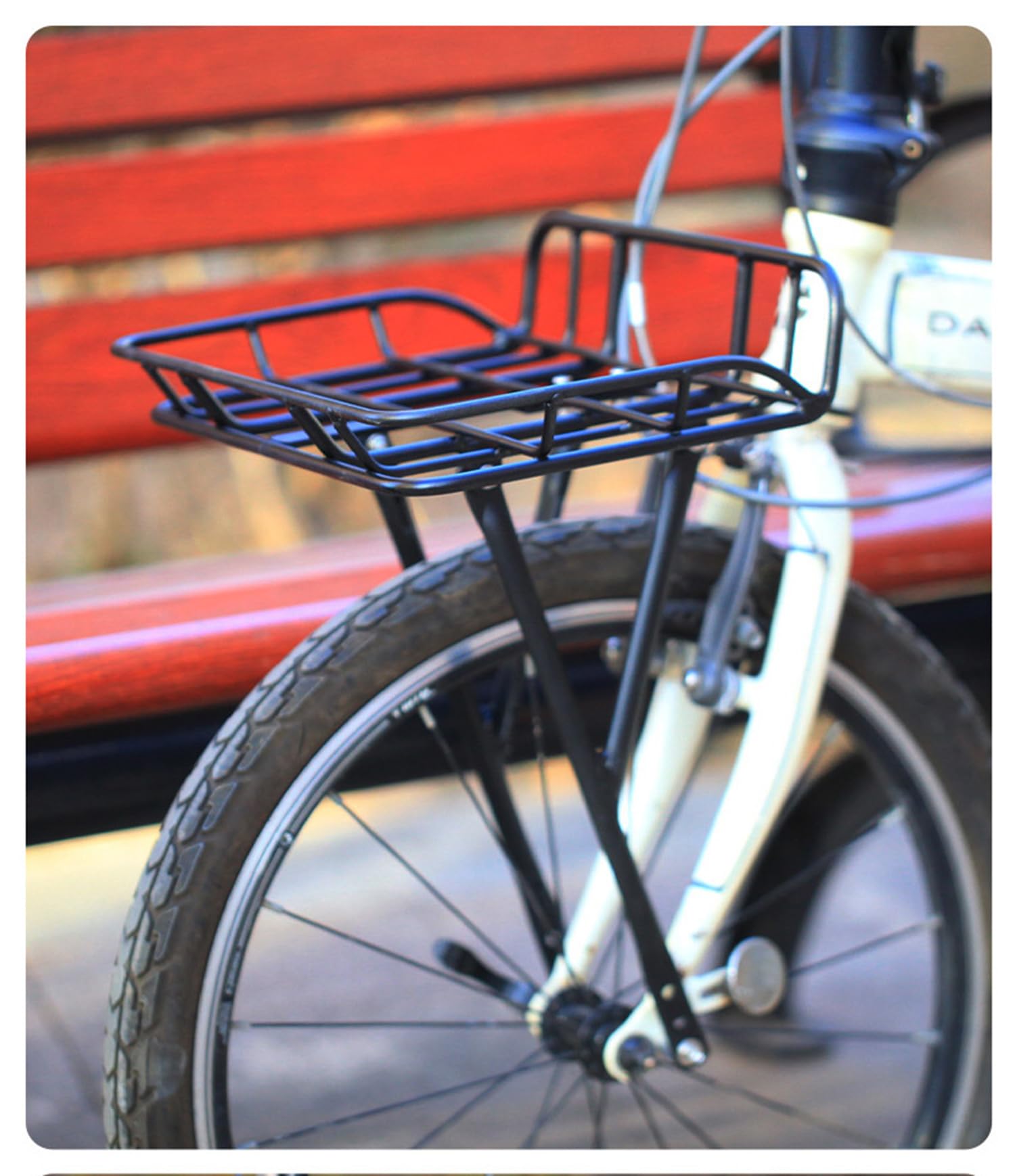 Portapacchi Anteriore per Bici Pieghevole 20 Pollici - Cestino Cargo Ultra Leggero 700g in Lega di Alluminio con Dadi di Blocco, Portatore Integrato per Biciclette compatte