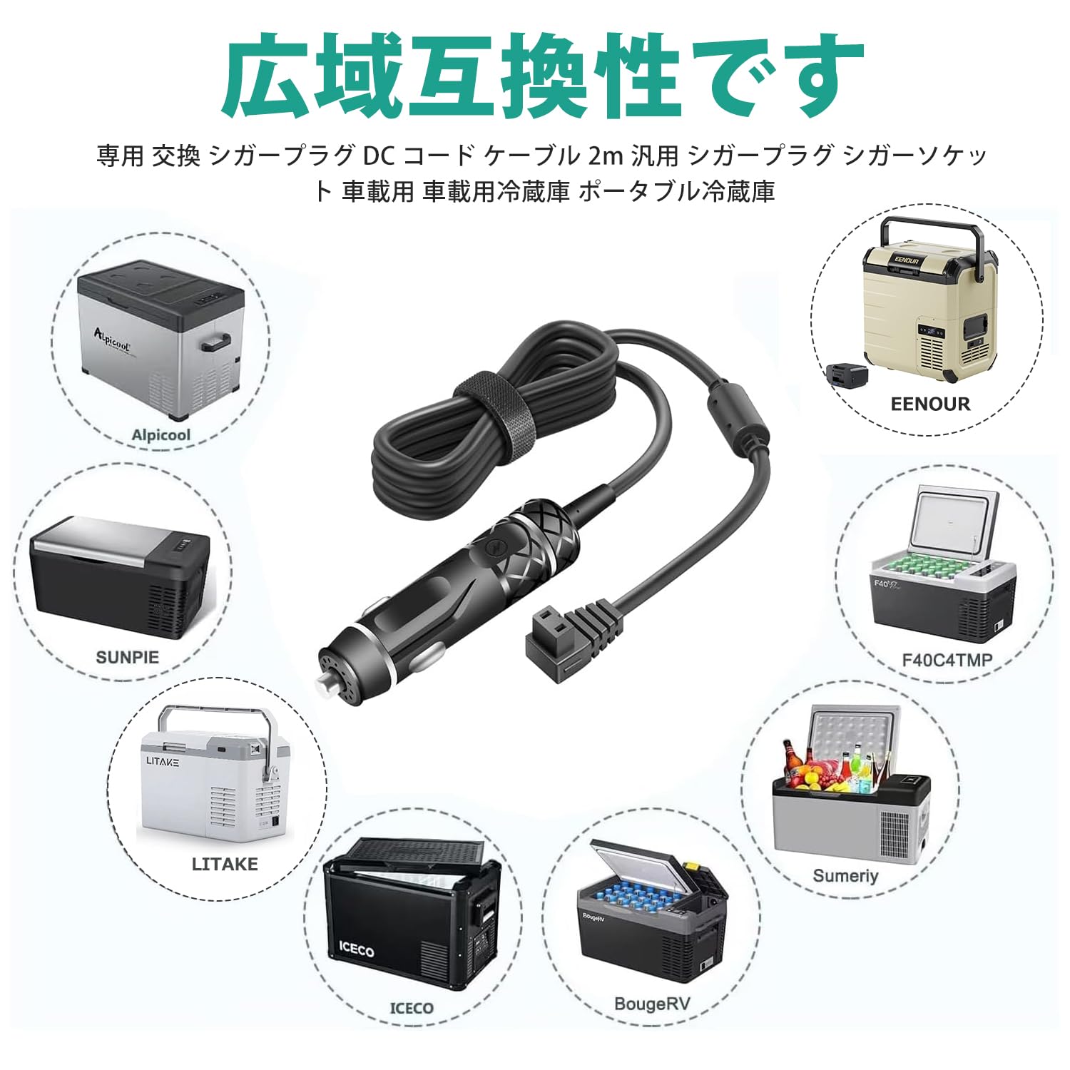 Amazon.co.jp: HKY DC12V/24V 車載冷蔵庫 ケーブル シガーソケット