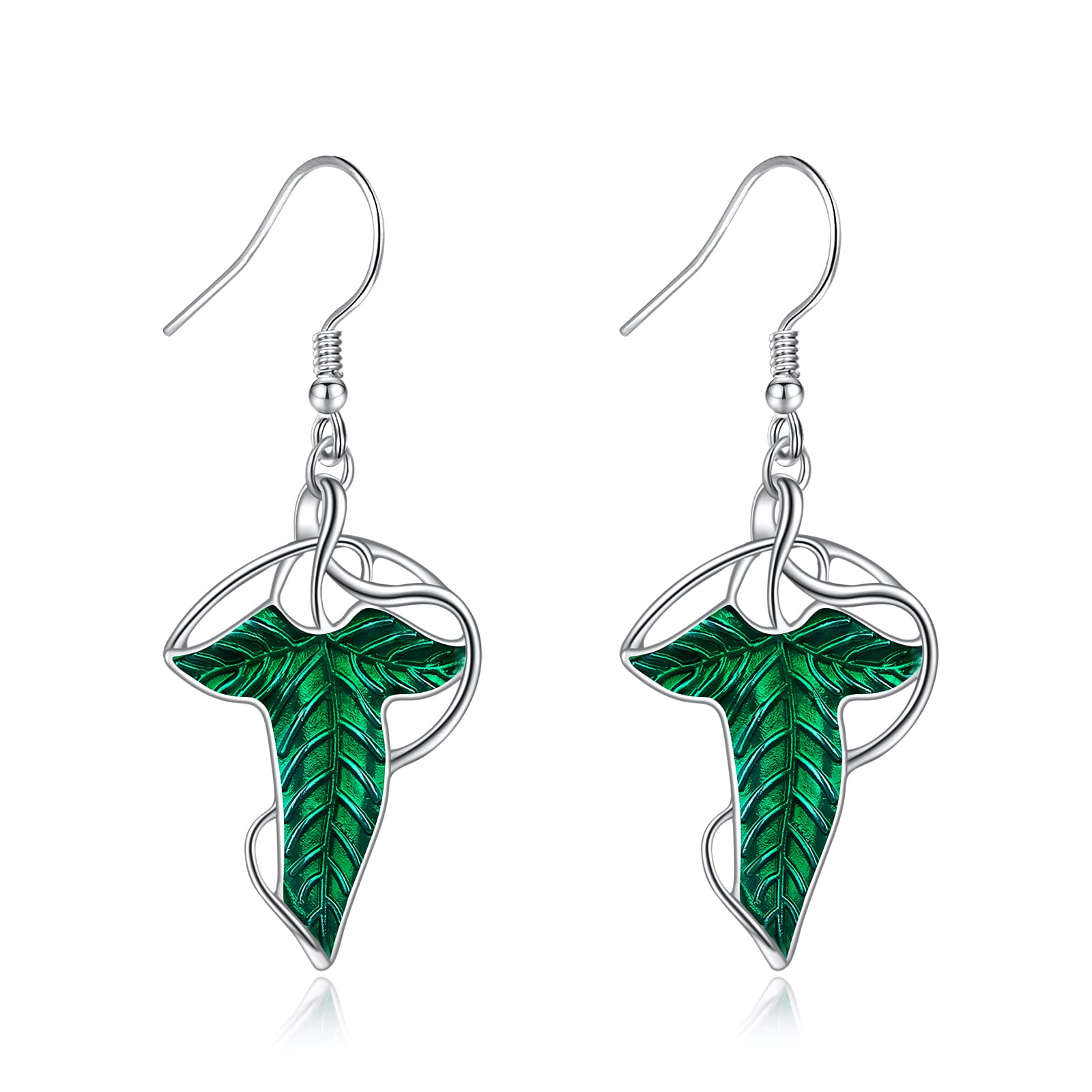 HELORETHELORET Arwen Evenstar/Elven Leaf Drop Earrings Lord of The Ring Earrings with Cubic Zirconia, Elvish Jewelry for Women