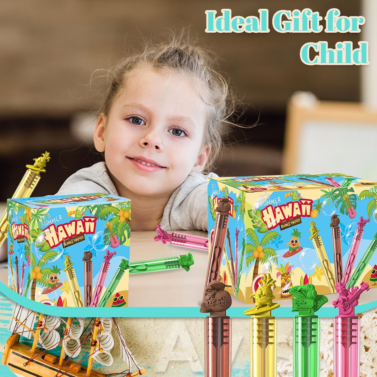 40PCS Hawaiian Bubble Wands, Mini Bubble Wands for Tropical Party Favors, Summer Gift Toys for Girls Boys Kids Toddler Adults, Aloha Party Bag Stuffers Goodie Bag Filler, Classroom Prizes