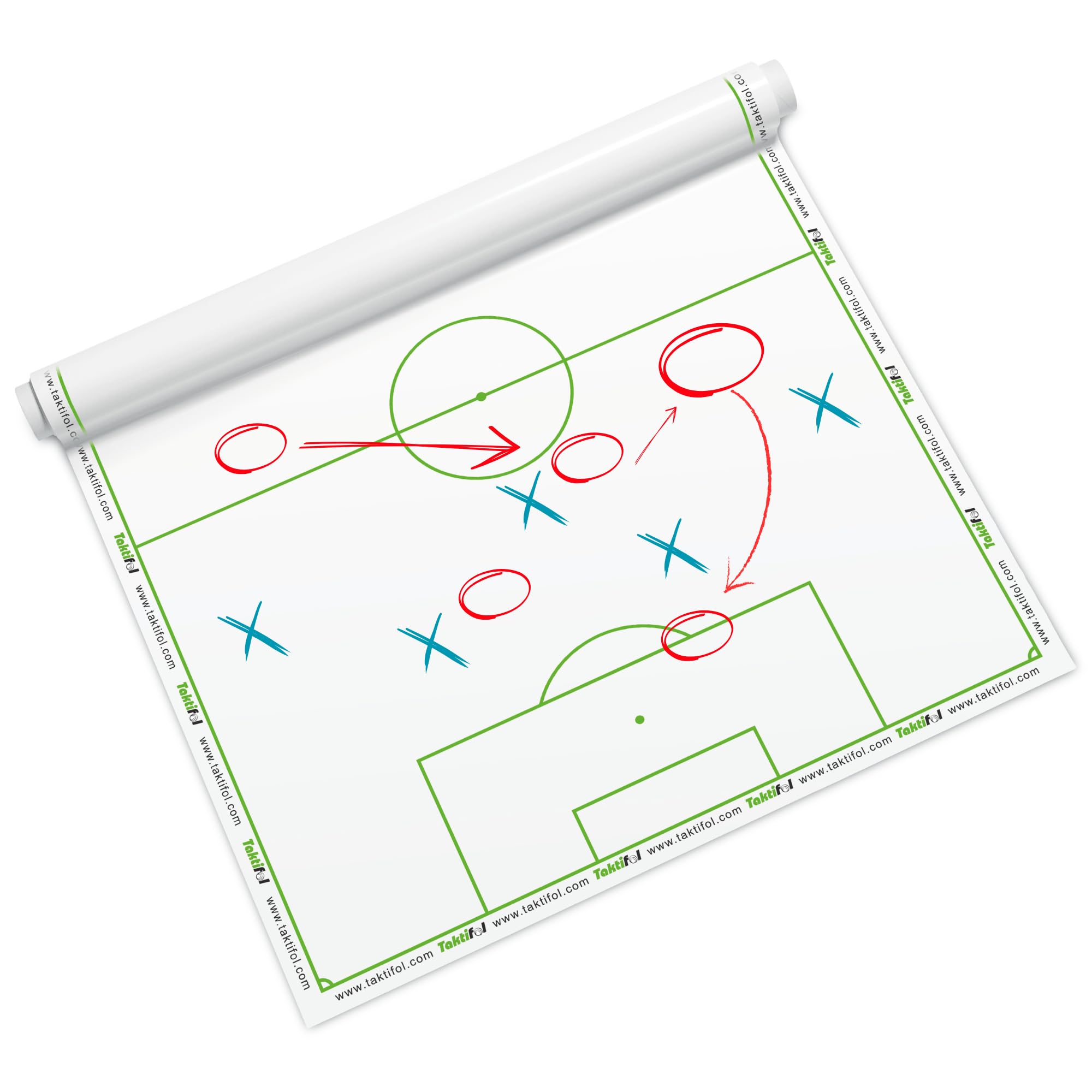 Feuilles Tactiques Football – Rouleau de 25 Feuilles 60 × 80 cm – électrostatiques, effaçables, réutilisables