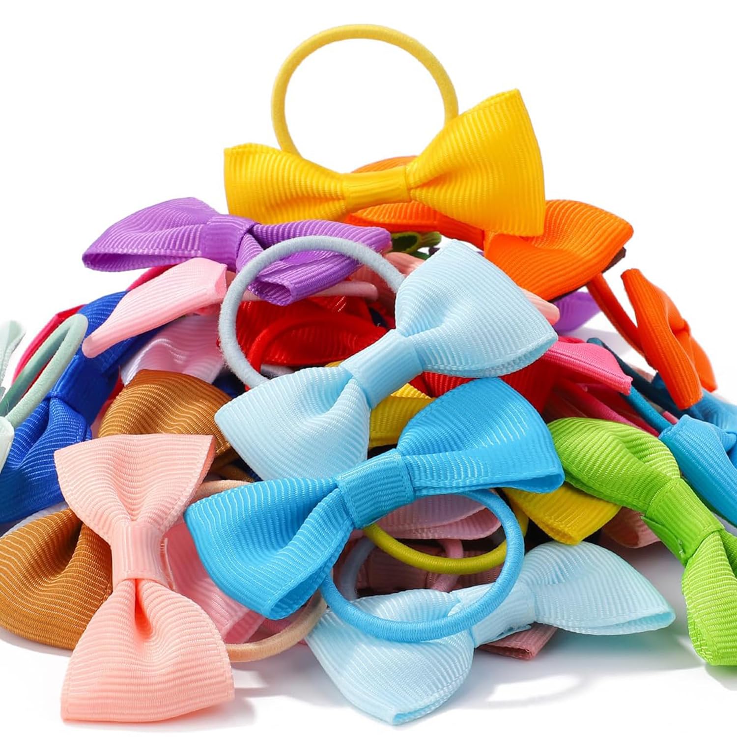 50 lazos para el pelo de bebé de 5 cm, lazos para el pelo de niños pequeños con lazos, soportes elásticos para coletas pequeñas para bebés y niñas (lazos rojos para el cabello-A)