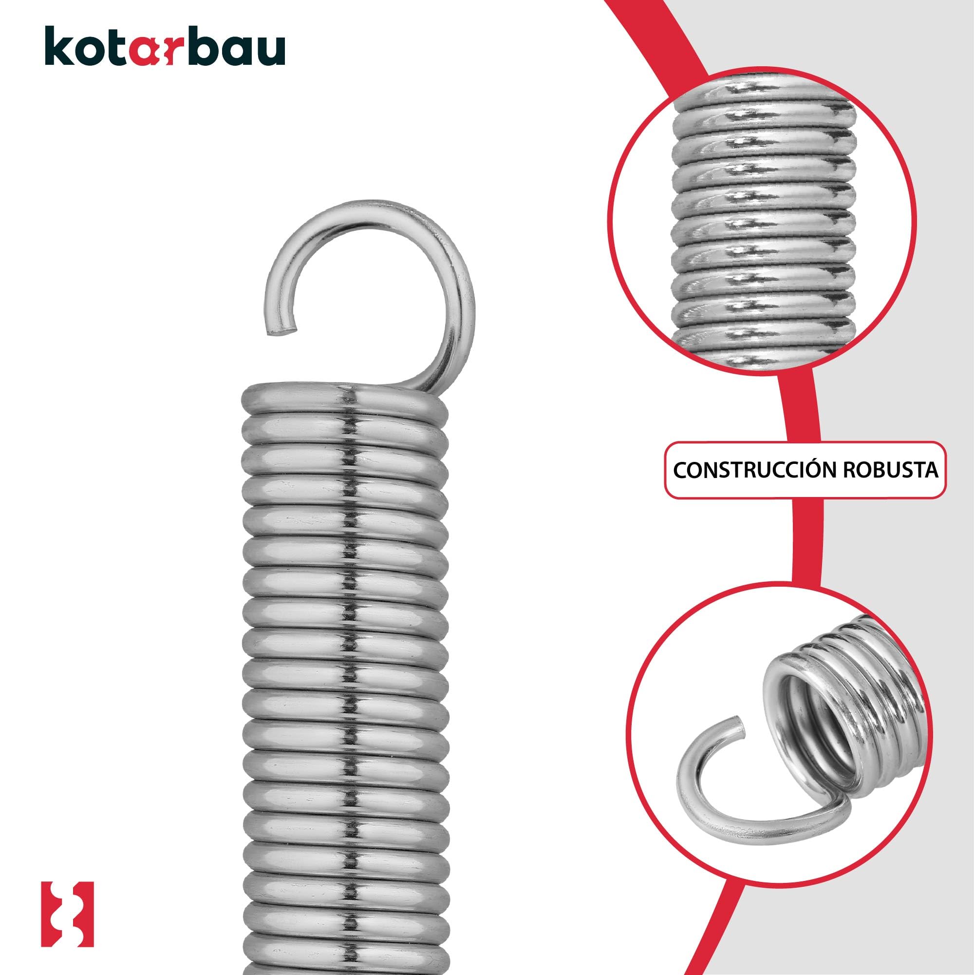 KOTARBAU Juego de 2 Muelles Para Puerta De Garaje, Alambre De 490 Mm, Muelle De Torsión, Muelle De Tracción, Color Plata