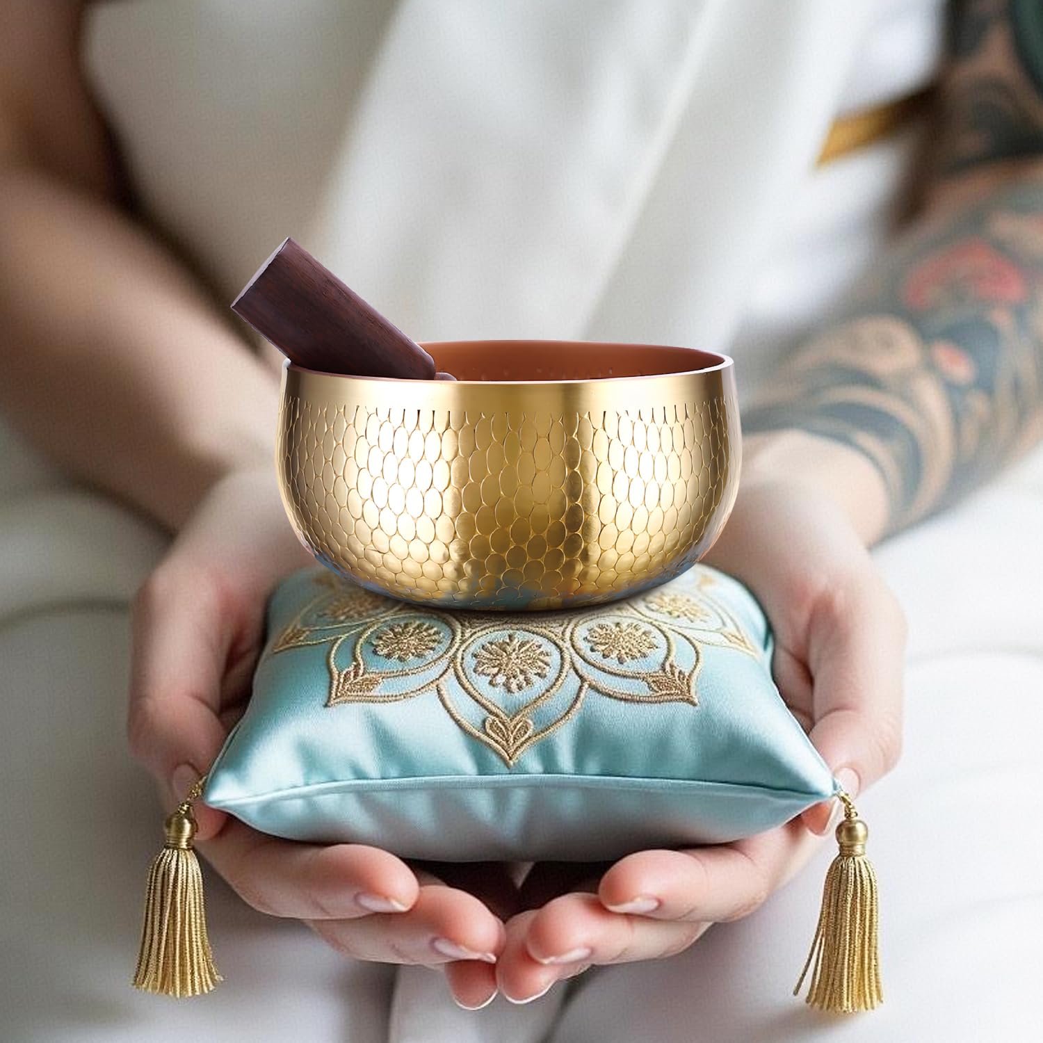 Set di campane tibetane per meditazione, realizzate a mano in Nepal, suono di lunga durata per un profondo rilassamento calmante, meditazione e guarigione della campana sonora, include martello e