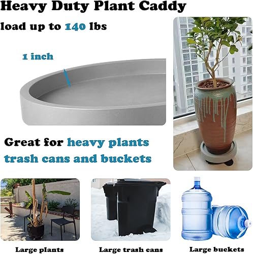 Miniatura 4 de Paquete de 3 organizadores de plantas con ruedas, soporte rodante para plantas con ruedas de 13 pulgadas, resistente, grande, para plantas con