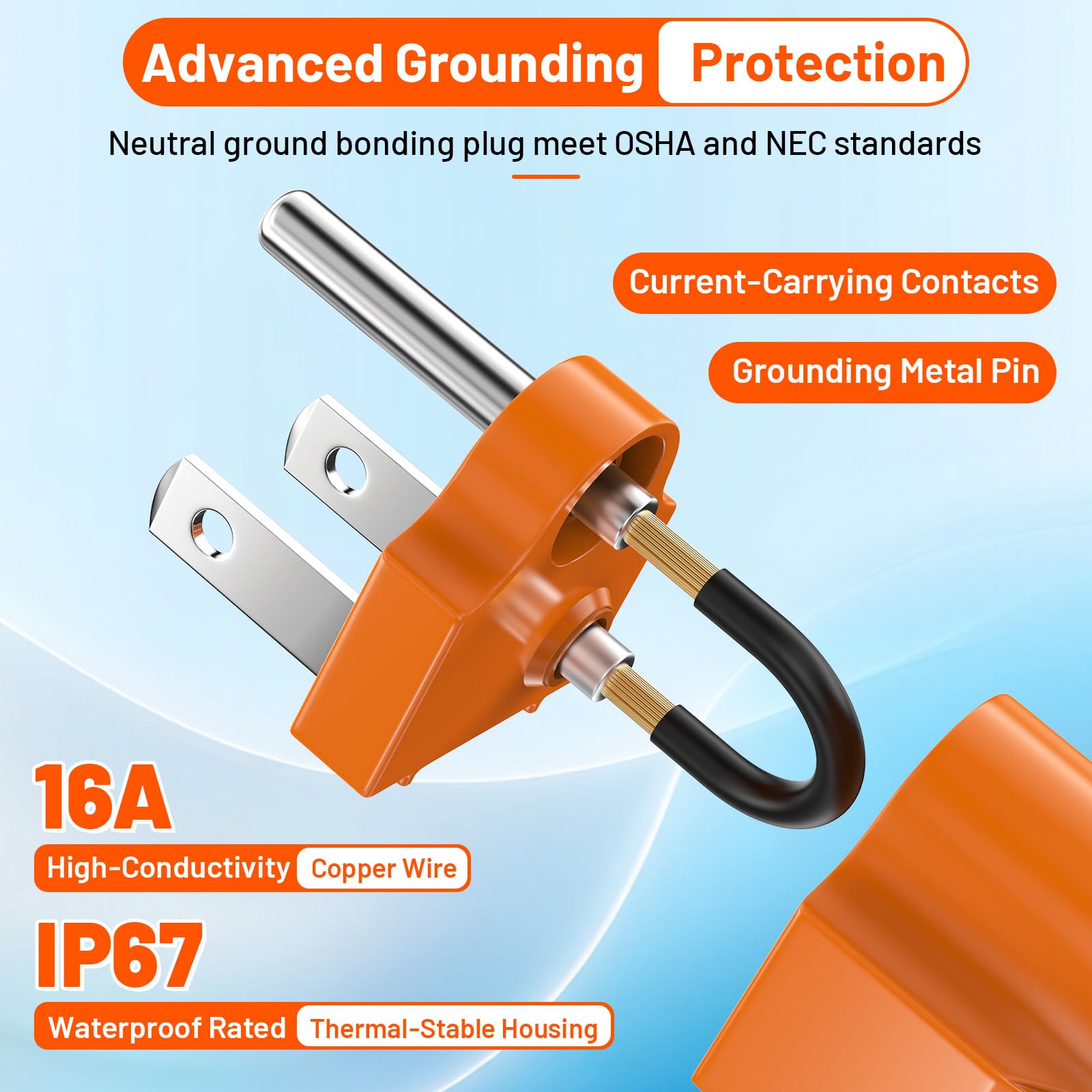Neutral Ground Bonding Plug - Floating Ground Adapter for Portable Inverter Generators, RVs, Motorhomes & Campers (NEMA 5-15P/TT-30R),with Keychain, Improve Generator Grounding Security--2Pack — view 3