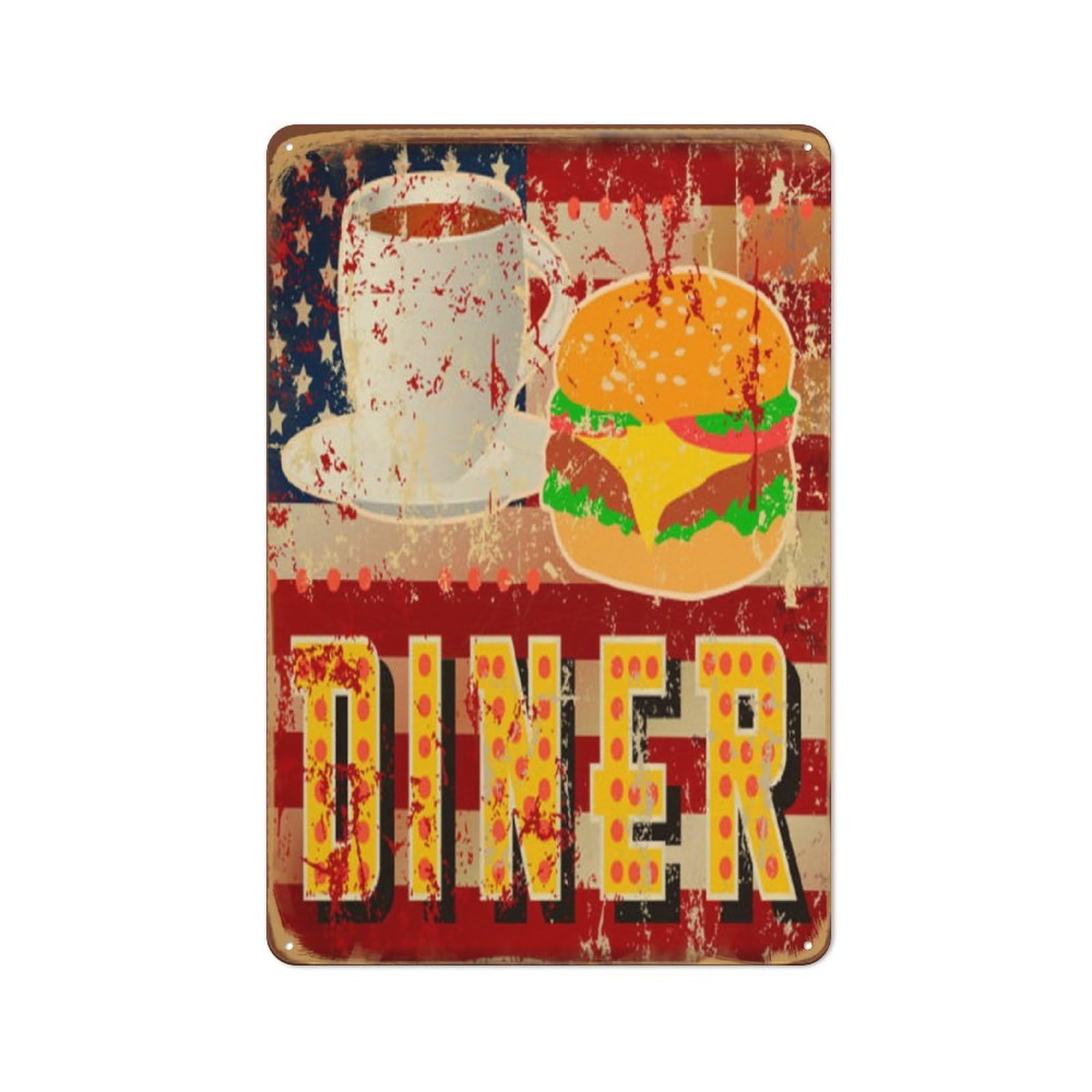peiyeety Vintage Coffee Burgers Diner Novelty Mom Mother Cook Food Foodie Poster Metal Aluminium Tin Sign Wall Decor 8"x12"