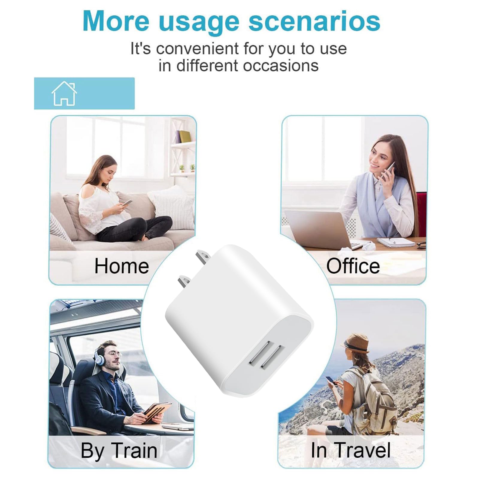3 Pack USB Wall Charger, Dual Port Plug Adapter for Wall Outlet Charging Block, USB Power Adapter for iPhone 14/13/12/11 Pro/Pro Max, XS/XR/X, Galaxy, Pixel, Moto and Android Phones (White)