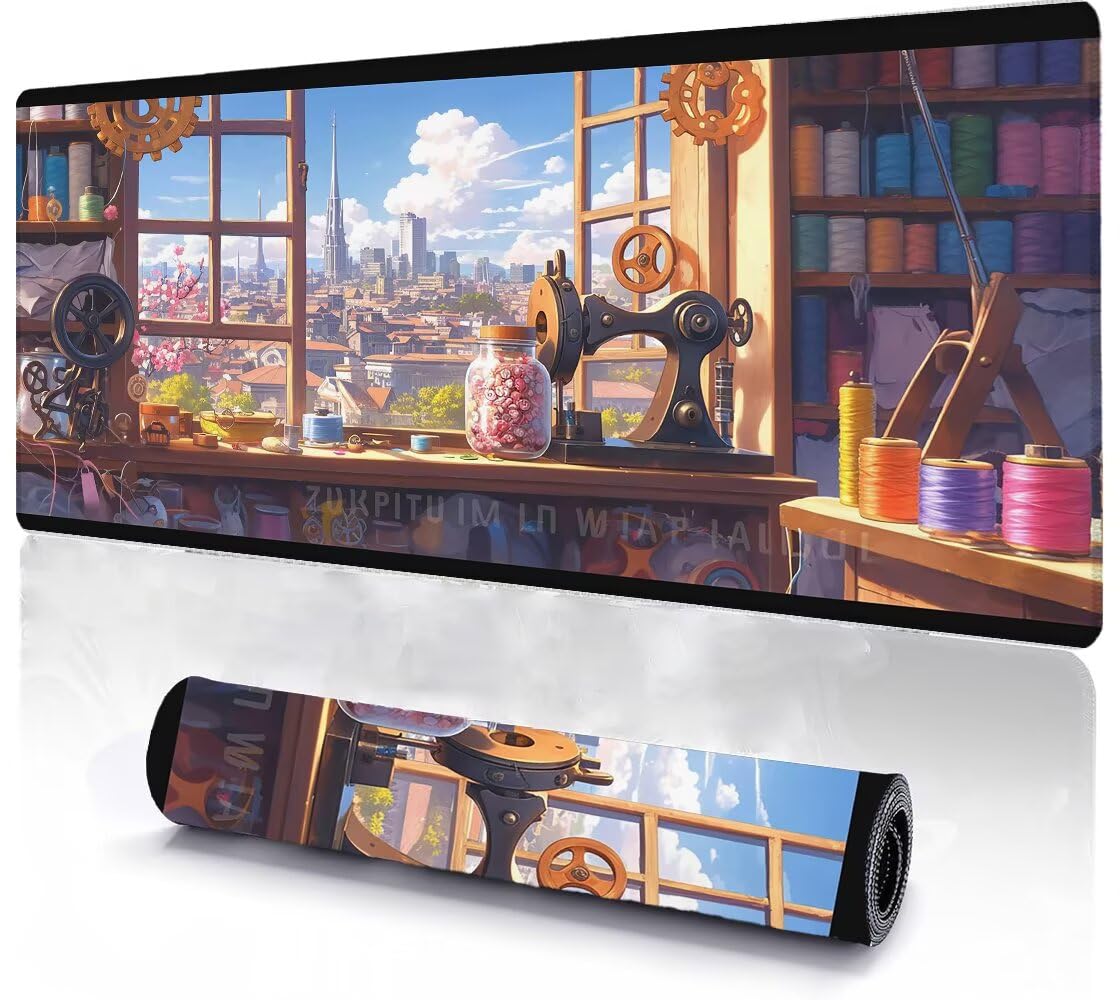 Alfombrilla Ratón XXL 600x1200x3 mm Mouse Pad Grande Gaming Mesa Alfombrilla Escritorio,con Base de Goma Tapete Escritorio con Bordes Cosidos, Impermeable Antideslizante Ordenador Desk Mat zj-911
