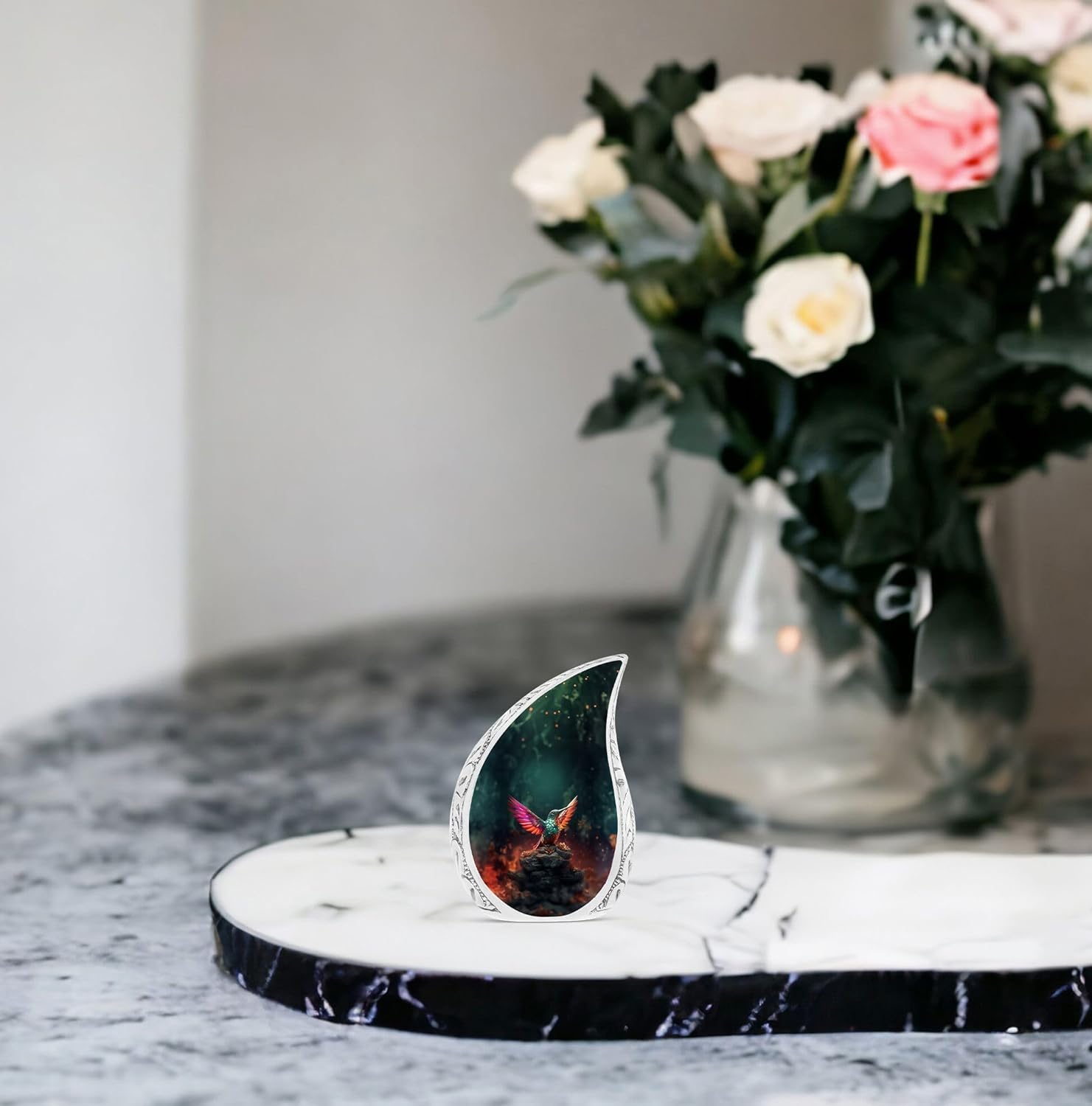 Small Hummingbird Keepsake Urn - Drop Urn for Human Ashes, 3 Inch Pack of 1
