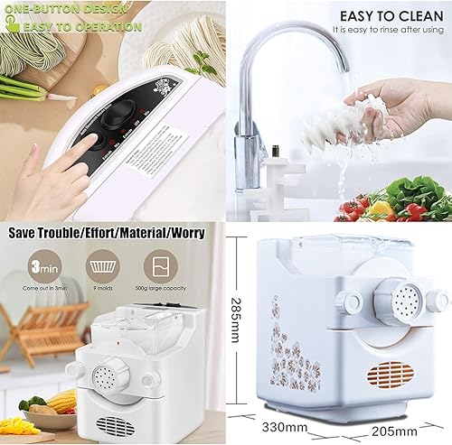 Miniatura 3 de YILEFU - Máquina eléctrica para hacer pasta, extrusora de pasta de 180 W, máquina laminadora de fideos totalmente automática para crear tu propia