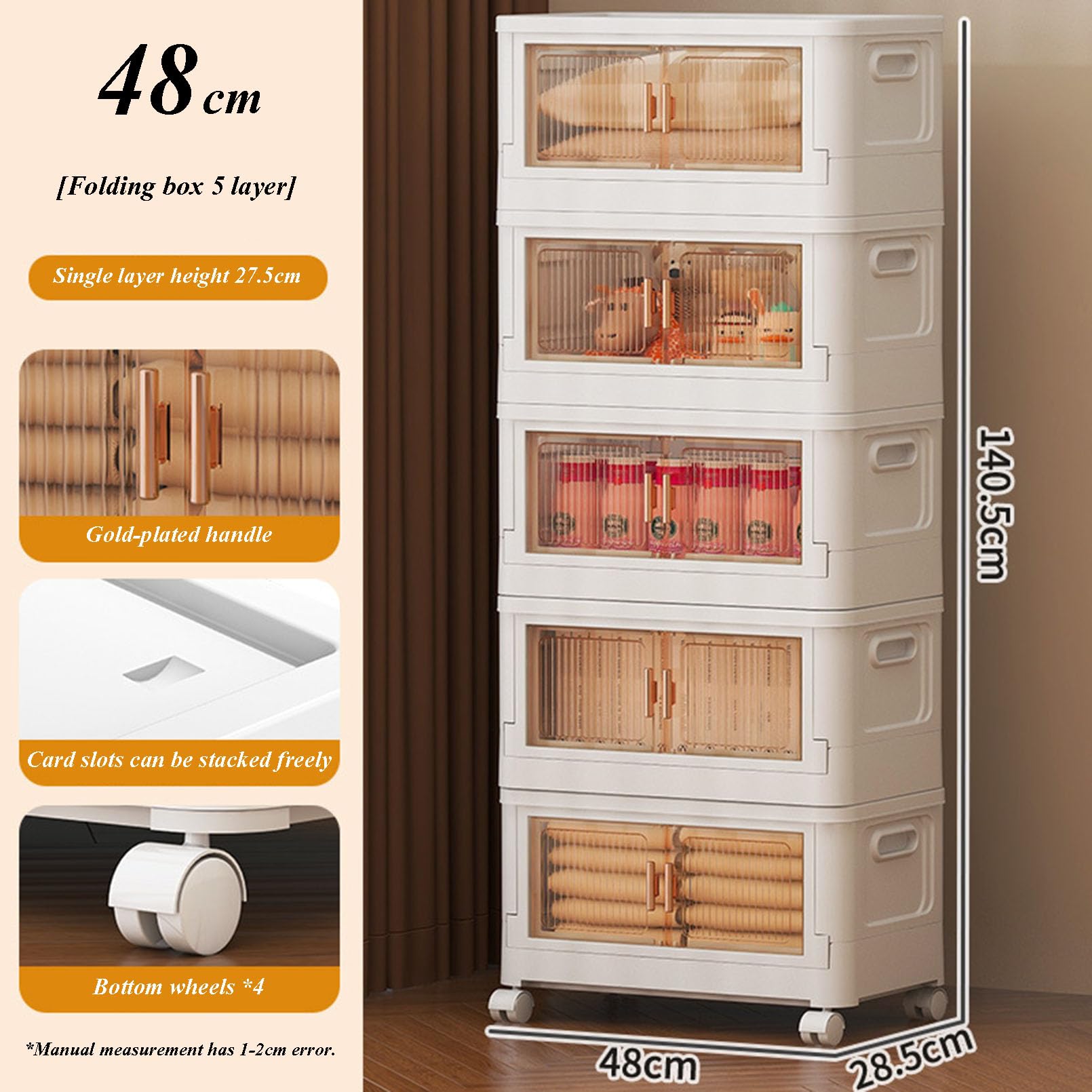 Contenitori di plastica impilabili con Ruote e coperchi, contenitori Pieghevoli per l'organizzazione dell'Armadio e l'archiviazione, organizzazione Pieghevole per Camera da Letto, Cucina