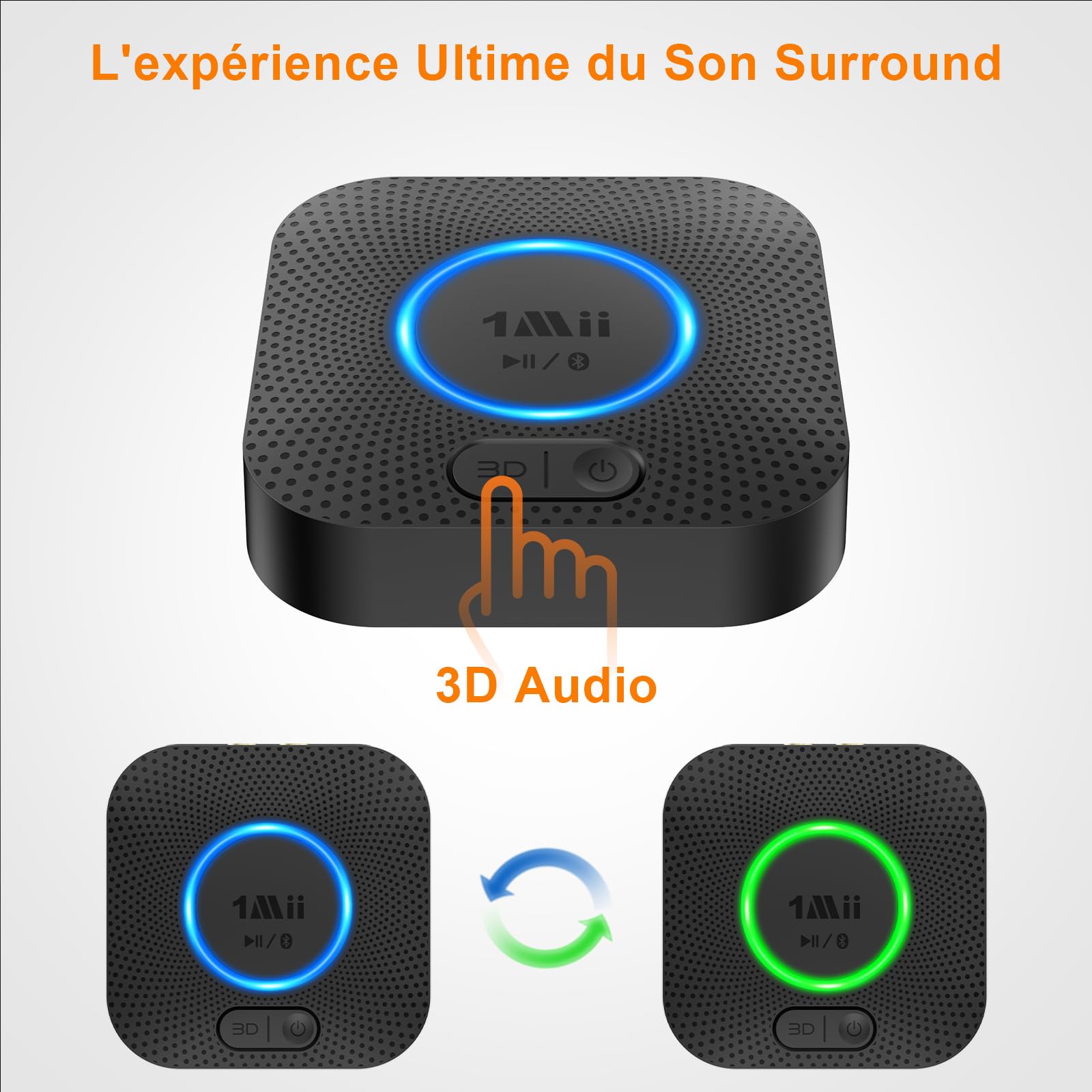 1Mii B06+ Recepteur Bluetooth, Adaptateur Bluetooth 5.3 pour Système Stéréo Domestique, avec aptX HD/Adaptive,3D Surround, Récepteur Bluetooth pour Haut-Parleurs